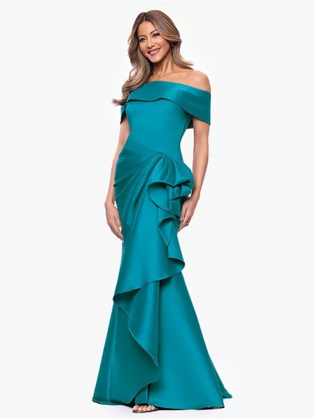 Mikado Off-The-Shoulder Ruffle Gown - Picture 3 of 3